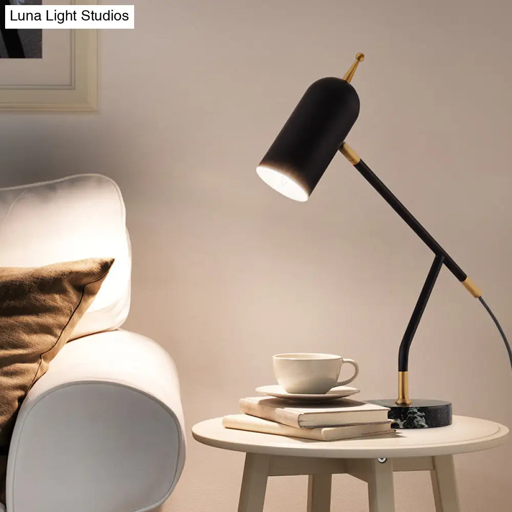 Modern Marble Dome Nightstand Lamp: Brass/Black Table Light For Study Room