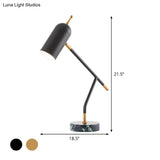 Modern Marble Dome Nightstand Lamp: Brass/Black Table Light For Study Room