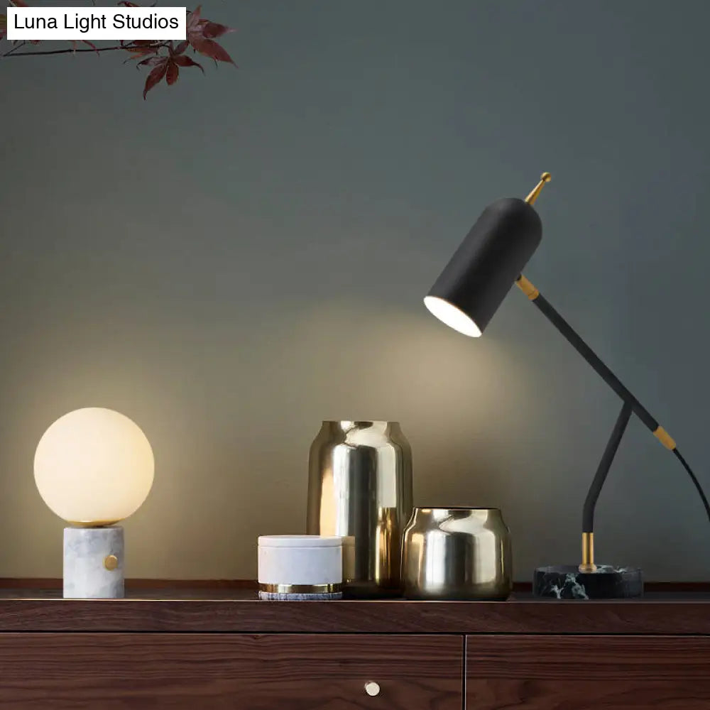 Modern Marble Dome Nightstand Lamp: Brass/Black Table Light For Study Room