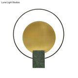 Modern Marble Rectangle Nightstand Lamp With Halo Ring - Perfect Living Room Table Lighting