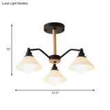 Modern Metal 3-Light Conical Shade Bedroom Hanging Lamp