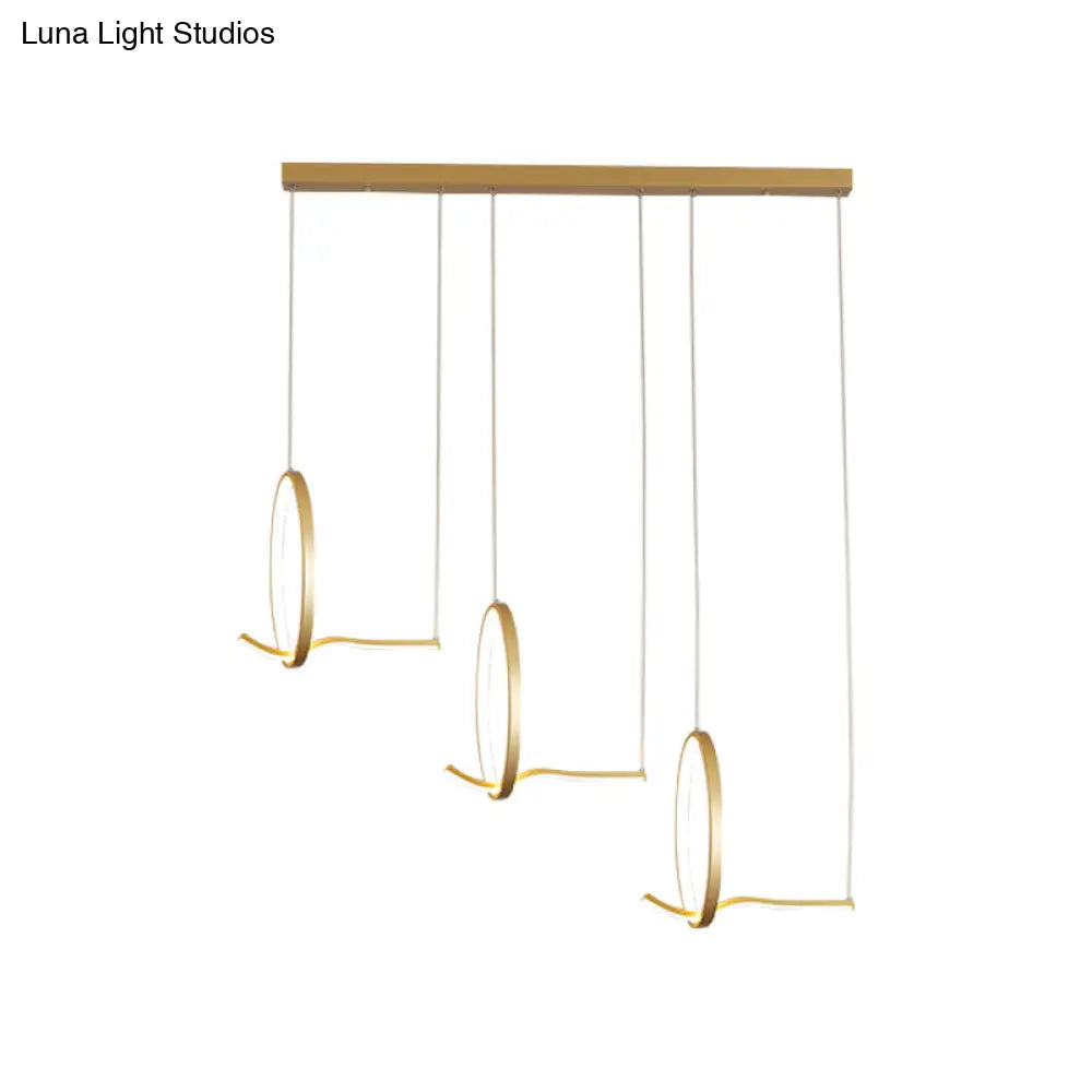 Modern Metal 3-Ringed Chandelier With Led Hanging Light Kit In Black/Gold - Warm/White