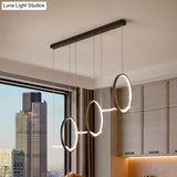 Modern Metal 3-Ringed Chandelier With Led Hanging Light Kit In Black/Gold - Warm/White