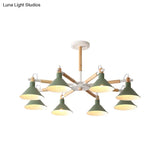 Modern Metal 8-Bulb Hanging Chandelier - Horn Shape Design For Living Room
