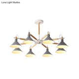 Modern Metal 8-Bulb Hanging Chandelier - Horn Shape Design For Living Room