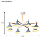 Modern Metal 8-Bulb Hanging Chandelier - Horn Shape Design For Living Room