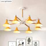 Modern Metal 8-Bulb Hanging Chandelier - Horn Shape Design For Living Room