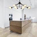 Modern Metal And Glass Chandelier - Study Room Modo Pendant Lighting (12 Lights) Black