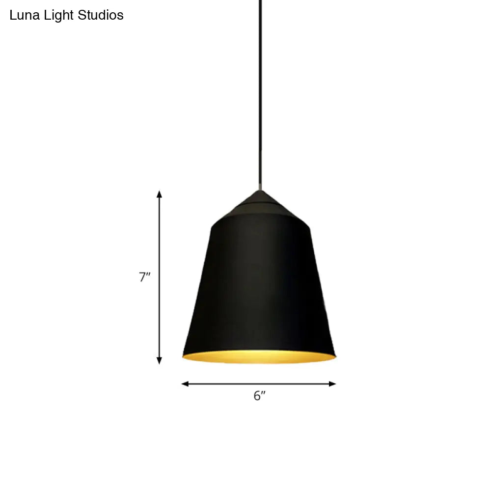 Modern Metal Bell Pendant Light - 6’/13’ Wide 1 Black/White Hanging Ceiling Lighting