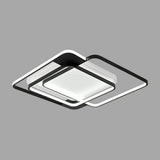 Modern Metal Black Led Square Flush Mount For Bedrooms / 20.5’ Remote Control Stepless Dimming