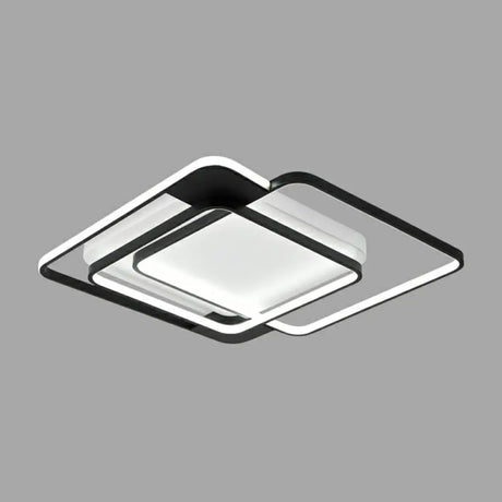 Modern Metal Black Led Square Flush Mount For Bedrooms / 20.5’ Third Gear