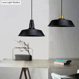 Modern Metal Black Pendant Light With Geometric Shade - Single Bulb Industrial Hanging Fixture