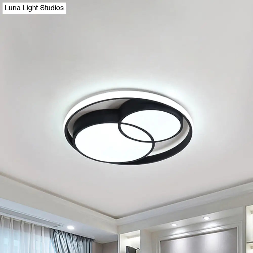 Modern Metal Black/White Circle Ceiling Flush Mount With Integrated Led For Bedroom Lighting