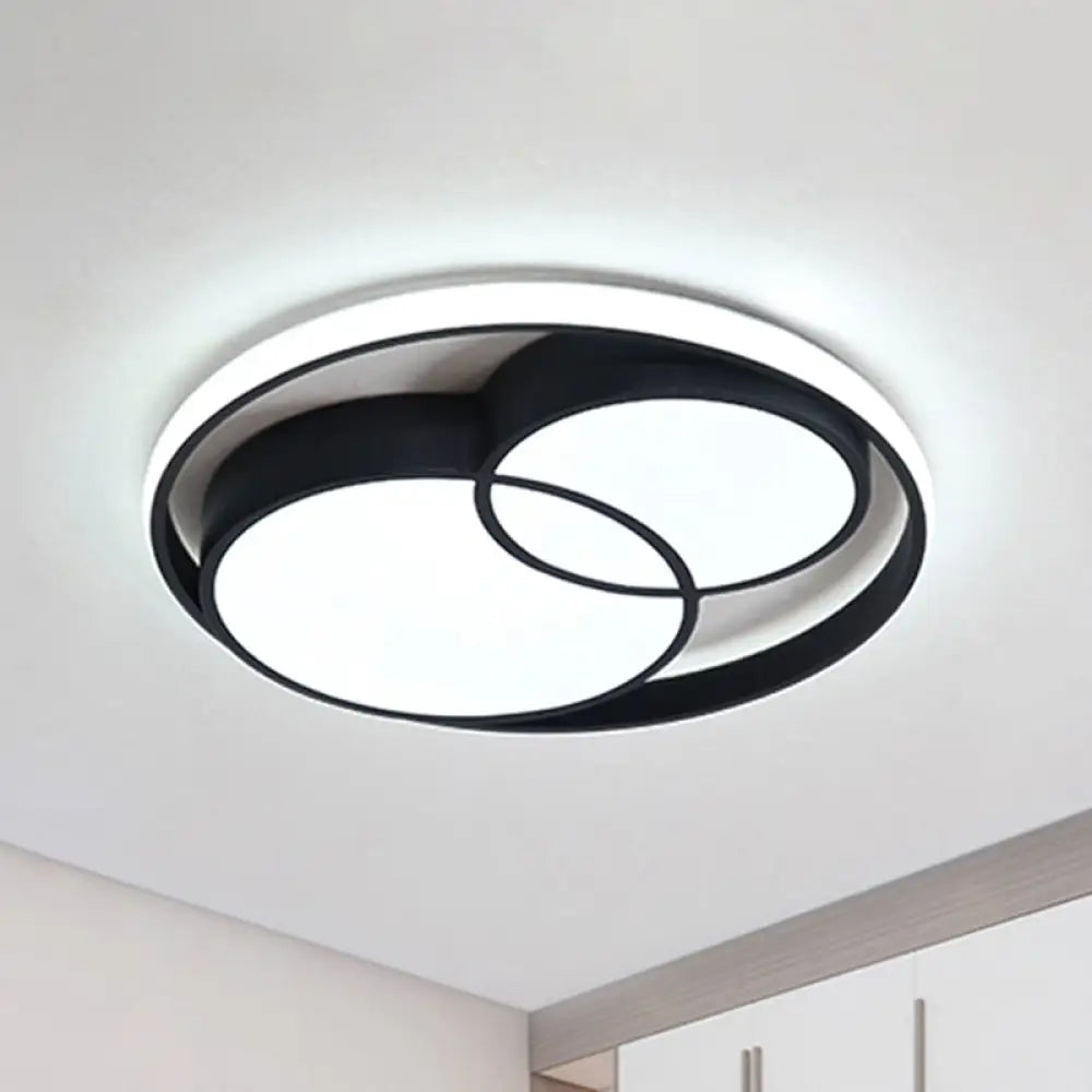 Modern Metal Black/White Circle Ceiling Flush Mount With Integrated Led For Bedroom Lighting