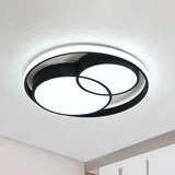 Modern Metal Black/White Circle Ceiling Flush Mount With Integrated Led For Bedroom Lighting