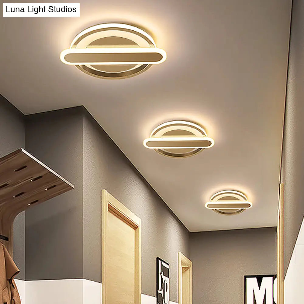 Modern Metal Black/White/Gold Led Ceiling Flushmount For Corridor - Small Circle & Oval Design