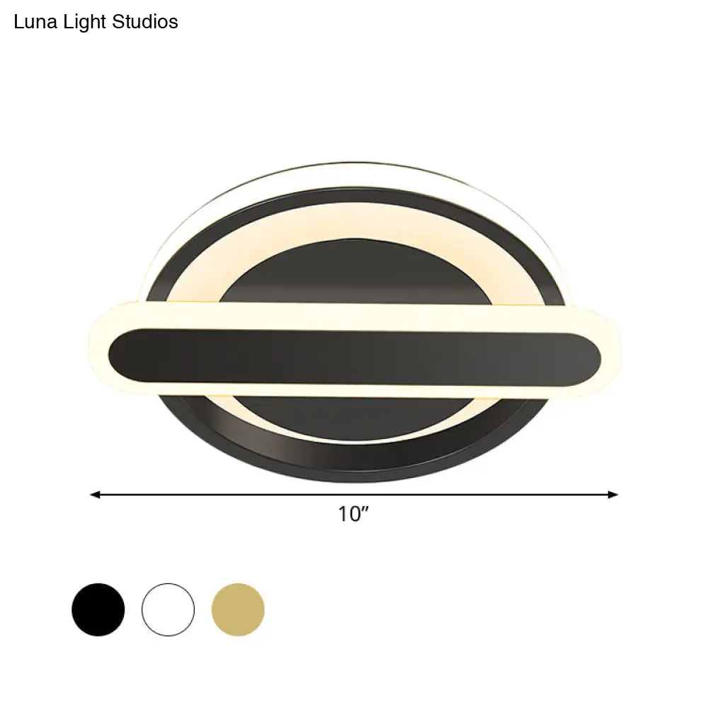 Modern Metal Black/White/Gold Led Ceiling Flushmount For Corridor - Small Circle & Oval Design