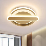 Modern Metal Black/White/Gold Led Ceiling Flushmount For Corridor - Small Circle & Oval Design Gold