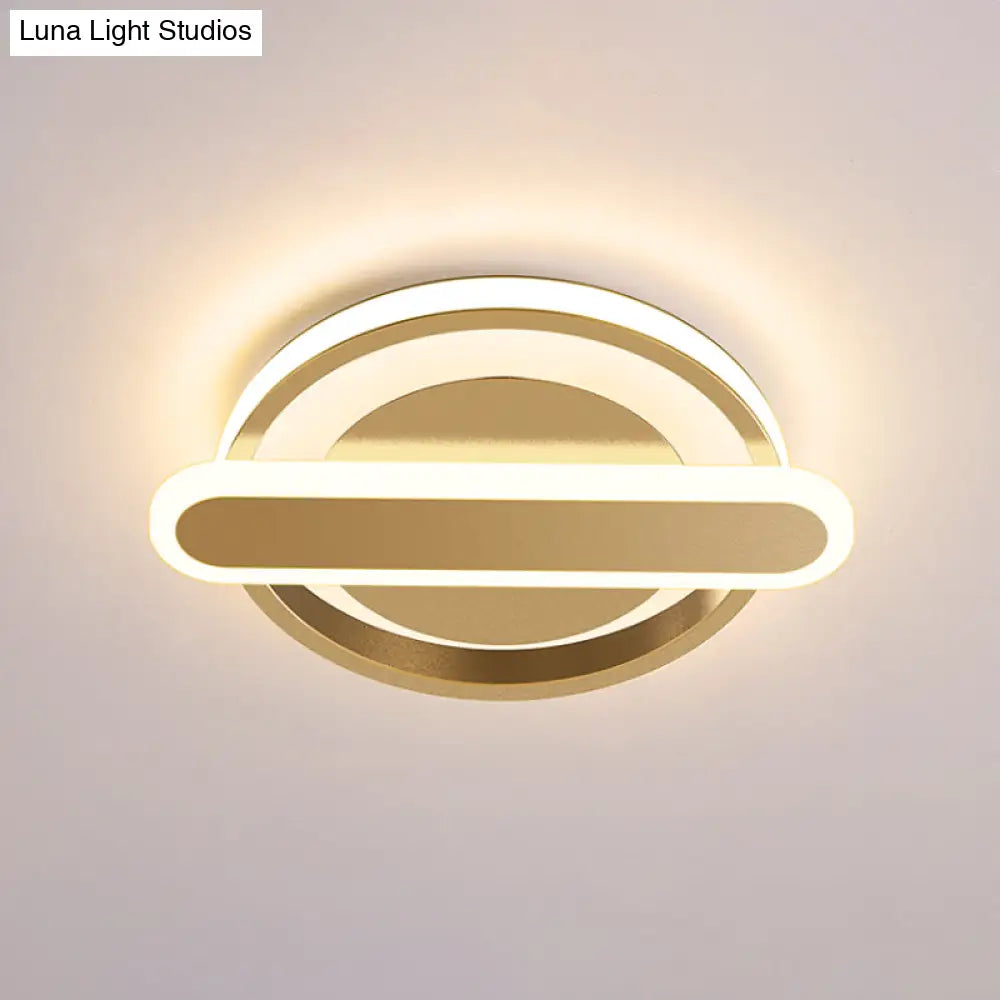 Modern Metal Black/White/Gold Led Ceiling Flushmount For Corridor - Small Circle & Oval Design