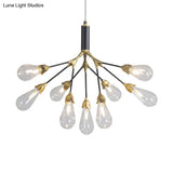 Modern Metal Branch Chandelier Pendant Light With Bulb-Shaped Glass - Minimalist Led Lighting