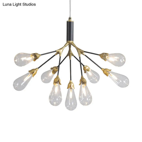 Modern Metal Branch Chandelier Pendant Light With Bulb-Shaped Glass - Minimalist Led Lighting