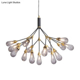 Modern Metal Branch Chandelier Pendant Light With Bulb-Shaped Glass - Minimalist Led Lighting