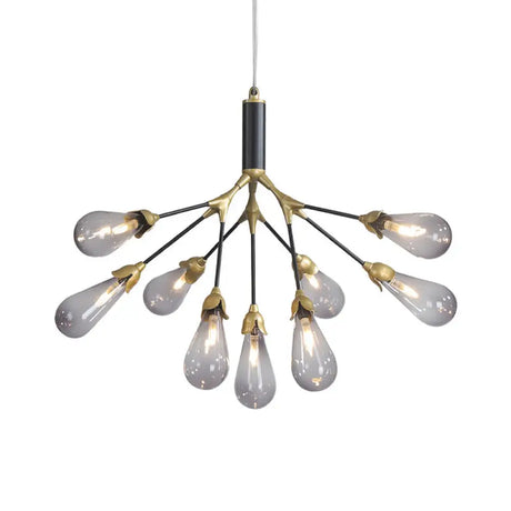 Modern Metal Branch Chandelier Pendant Light With Bulb-Shaped Glass - Minimalist Led Lighting 9 /