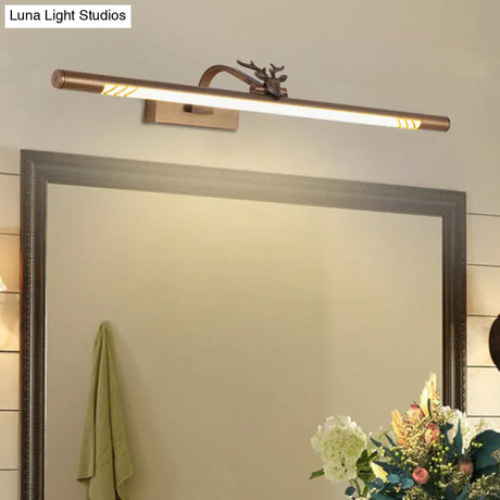 Modern Metal Brass Led Vanity Light Fixture In White/Warm (19.5/27/31.5 Tube)