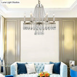 Modern Metal Candle Chandelier Pendant Light - 6-Light Nickel Suspension For Dining Room