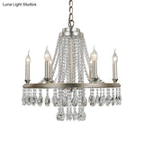 Modern Metal Candle Chandelier Pendant Light - 6-Light Nickel Suspension For Dining Room