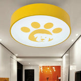 Modern Metal Ceiling Lamp For Kids Bedroom With Doggy Foot Design Round Mount Yellow / 15’