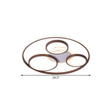 Modern Metal Ceiling Light Fixture - 24.5/30.5 W Rings Led Flushmount Brown Warm/White