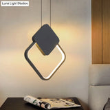 Modern Metal Ceiling Pendant Lamp Kit - Led Black Hanging Light In Warm/White For Bedroom