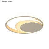 Modern Metal Circle Flush Ceiling Light In White/Black Finish - Led Flushmount Lamp With White/Warm