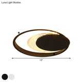 Modern Metal Circle Flush Ceiling Light In White/Black Finish - Led Flushmount Lamp With White/Warm