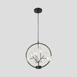 Modern Metal Circle Hanging Ceiling Light - 9 Bulbs Chandelier With Firefly Design Black / C