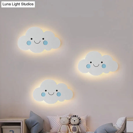 Modern Metal Cloud Wall Light - Pink/Blue Led Sconce For Bedroom