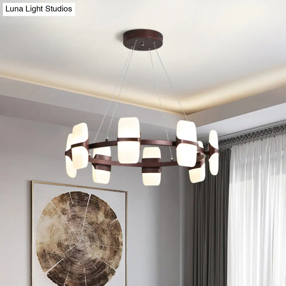 Modern Metal Coffee Hanging Chandelier - 26’’/30’’ Wide Circular Pendant Light Kit with 8 Lights