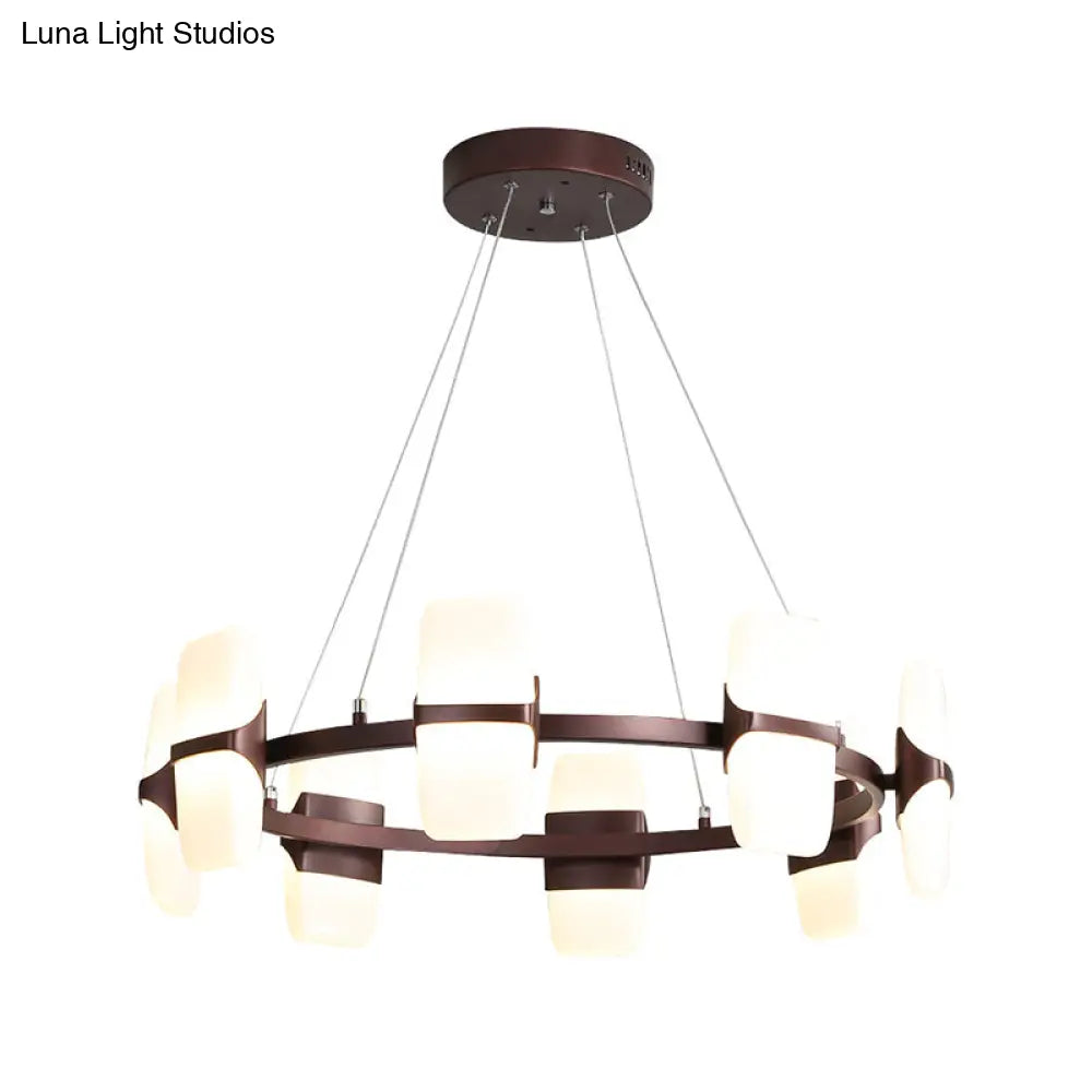 Modern Metal Coffee Hanging Chandelier - 26’’/30’’ Wide Circular Pendant Light Kit with 8 Lights