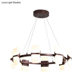 Modern Metal Coffee Hanging Chandelier - 26’’/30’’ Wide Circular Pendant Light Kit with 8 Lights