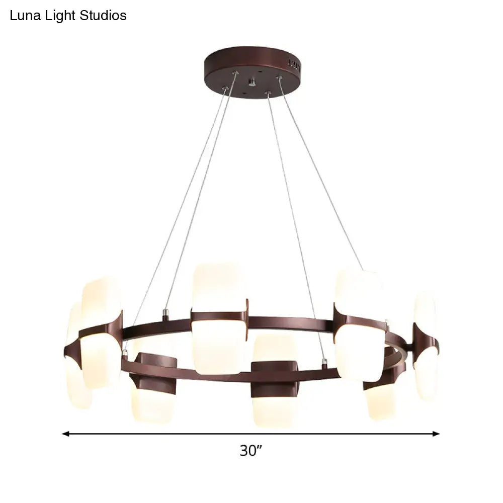 Modern Metal Coffee Hanging Chandelier - 26’’/30’’ Wide Circular Pendant Light Kit with 8 Lights