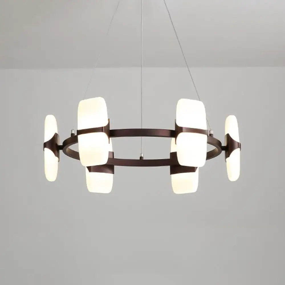 Modern Metal Coffee Hanging Chandelier - 26’’/30’’ Wide Circular Pendant Light Kit with 8 Lights Coffee / 26’’