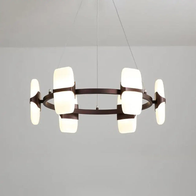 Modern Metal Coffee Hanging Chandelier - 26’’/30’’ Wide Circular Pendant Light Kit with 8 Lights Coffee / 26’’