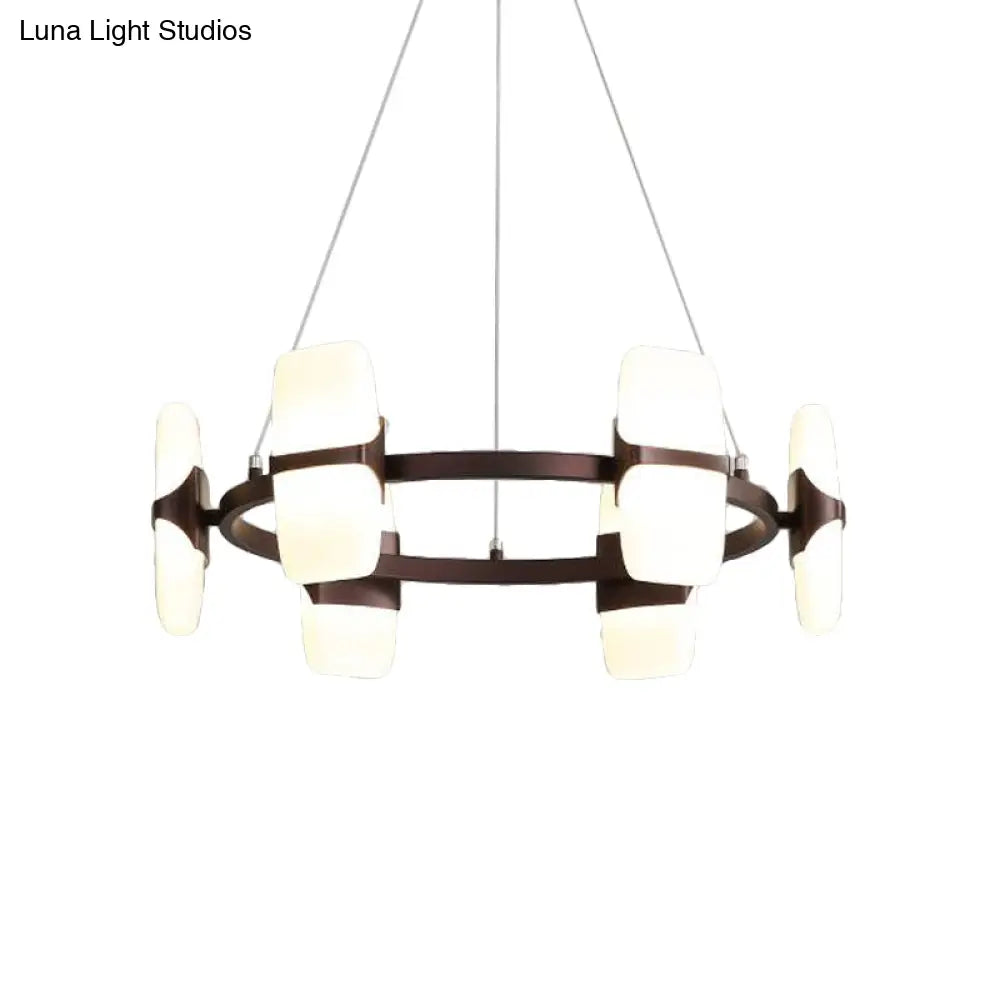 Modern Metal Coffee Hanging Chandelier - 26’’/30’’ Wide Circular Pendant Light Kit with 8 Lights