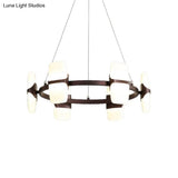 Modern Metal Coffee Hanging Chandelier - 26’’/30’’ Wide Circular Pendant Light Kit with 8 Lights
