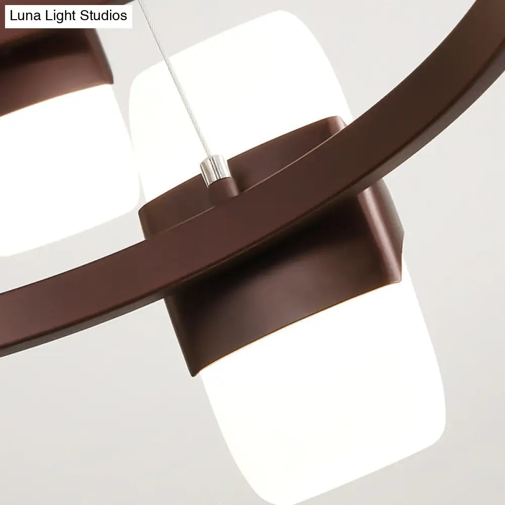 Modern Metal Coffee Hanging Chandelier - 26’’/30’’ Wide Circular Pendant Light Kit with 8 Lights