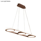 Modern Metal Coffee Led Pendant Light Fixture - Oval Island Design Warm/White