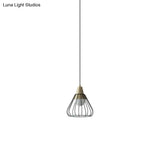 Modern Metal Cone Pendant Light With Wire-Cage Shade - 1 9’/13’ Wide