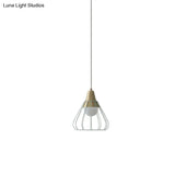 Modern Metal Cone Pendant Light With Wire-Cage Shade - 1 9’/13’ Wide