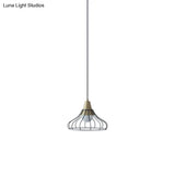 Modern Metal Cone Pendant Light With Wire-Cage Shade - 1 9’/13’ Wide